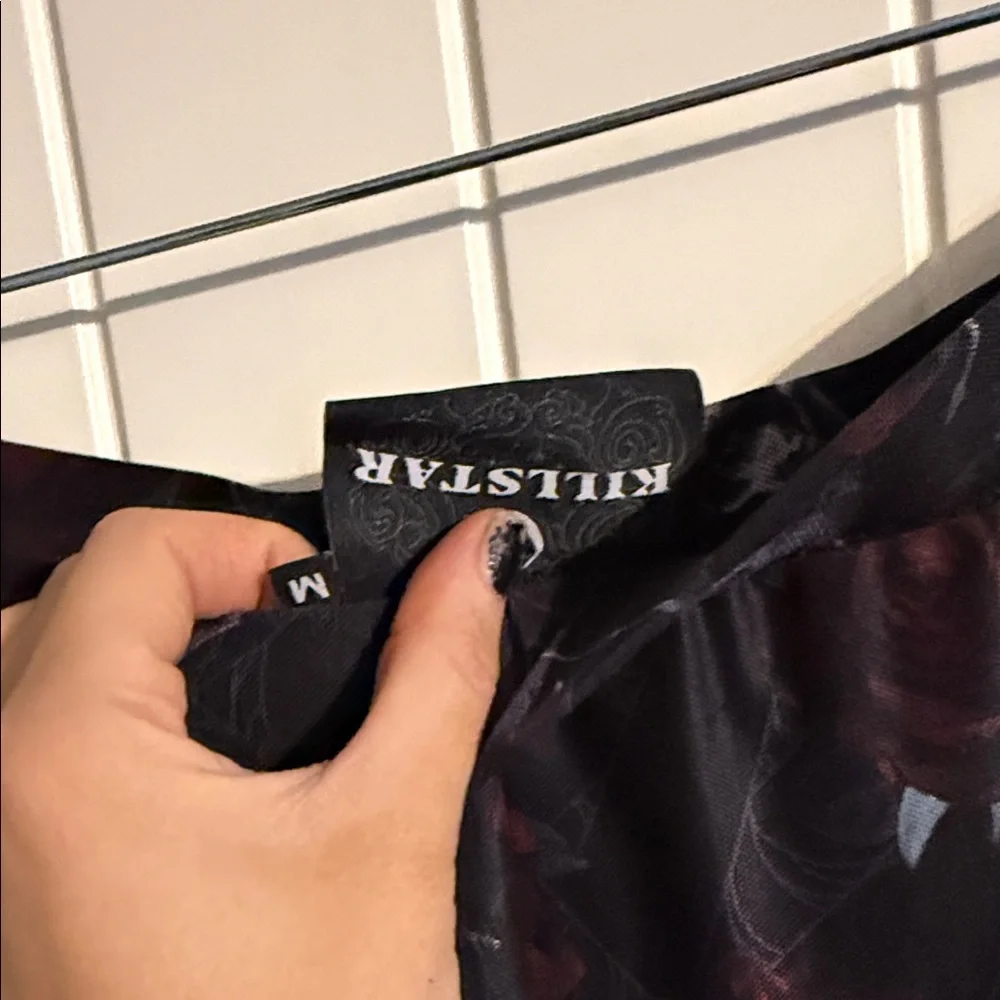 Rare Killstar Skulls Roses an Bats Side Slit Mesh Maxi Skirt M - Picture 4 of 4